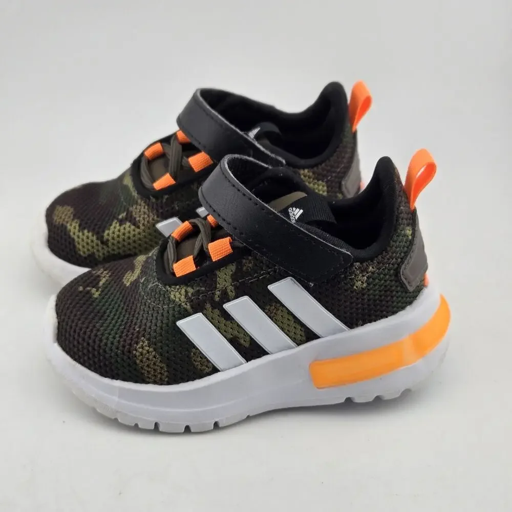 Adidas Racer TR23 Camo Toddler Size 5K IF0207 Green Camouflage Orange Black